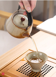 Tetera Pequeña de Cerámica Rústica Creativa Estilo Japonés para Té Kungfu con Asa Retro - Product Image 5
