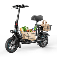 Trottinette électrique 550W à double panier, frein à disque, écran LCD, pour adulte, avec siège, vélo électrique pliable 12 pouces pour adulte