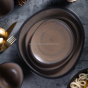 Piatto da portata e stoviglie in ceramica casual, stampati a <span class=keywords><strong>mano</strong></span> <span class=keywords><strong>sotto</strong></span> la glassa, in gres, per Horeca - Product Image 6