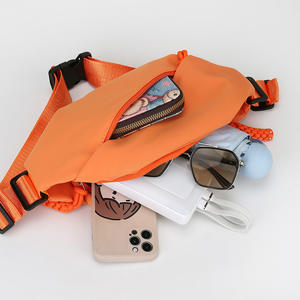 Sac de poitrine en nylon pour l'extérieur, orange, résistant à l'eau, avec poche zippée, unisexe, sac à bandoulière décontracté, sangle détachable - Product Image 1