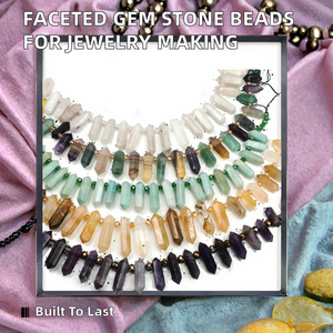 Faceted Cut <b>Gem</b> <b>Stone</b> Multi-Color Beads Energy Prism Double Terminated Point Hexagonal Column Loose Pendant Jewelry - Product Image 2