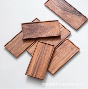 Bandeja cuadrada Rectangular de madera de nogal ecológica para acampar personalizable Hotel merienda de la tarde Dim Sum platos de pastel de frutas - Product Image 5