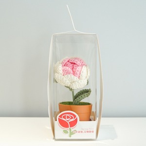 Rosa de ganchillo creativa personalizada en maceta, producto tejido a mano, flor simulada para decoración de escritorio, set de regalo para profesores en caja para días festivos. - Product Image 6