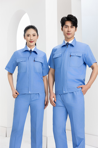 Uniforme de <span class=keywords><strong>Trabajo</strong></span> de Manga Corta al por Mayor, Ropa Industrial Personalizada de Fábrica, Traje de <span class=keywords><strong>Trabajo</strong></span> de Verano - Product Image 4