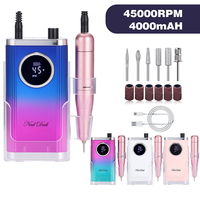 Taladro de Uñas Portátil Recargable de 45000 RPM, 4000 mAh, Tipo C, Máquina Profesional para Pulir Uñas para Salón y Hogar