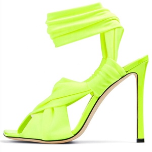 รองเท้าส้นสูงแบบเปิดนิ้วเท้าผูกเชือกไขว้ ไซส์ใหญ่พิเศษ 46 สำหรับผู้หญิง  วัสดุผ้าไหม  สายรัดข้อเท้า  ส้นเข็ม  รองเท้าเดรสสำหรับสุภาพสตรี - Product Image 6