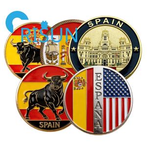 Monedas de Reto Personalizadas de Metal Esmaltado 3D al por Mayor, Souvenir de <span class=keywords><strong>Madrid</strong></span>, España, Monedas de Lucha de Toros Españolas - Product Image 1
