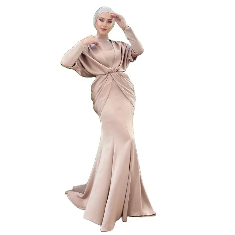 MOTIVE FORCE 2022 Wholesale Fashion Evening Women Long Bag Hip Fishtail Skirt Satin Dress Woman Muslim Evening Dresses