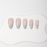 Faux Ongles à Presser Amande Pastel Floral Printemps 2026 – Vente en Gros Usine, Lot de 24 Pièces Réutilisables en ABS, Couverture Complète