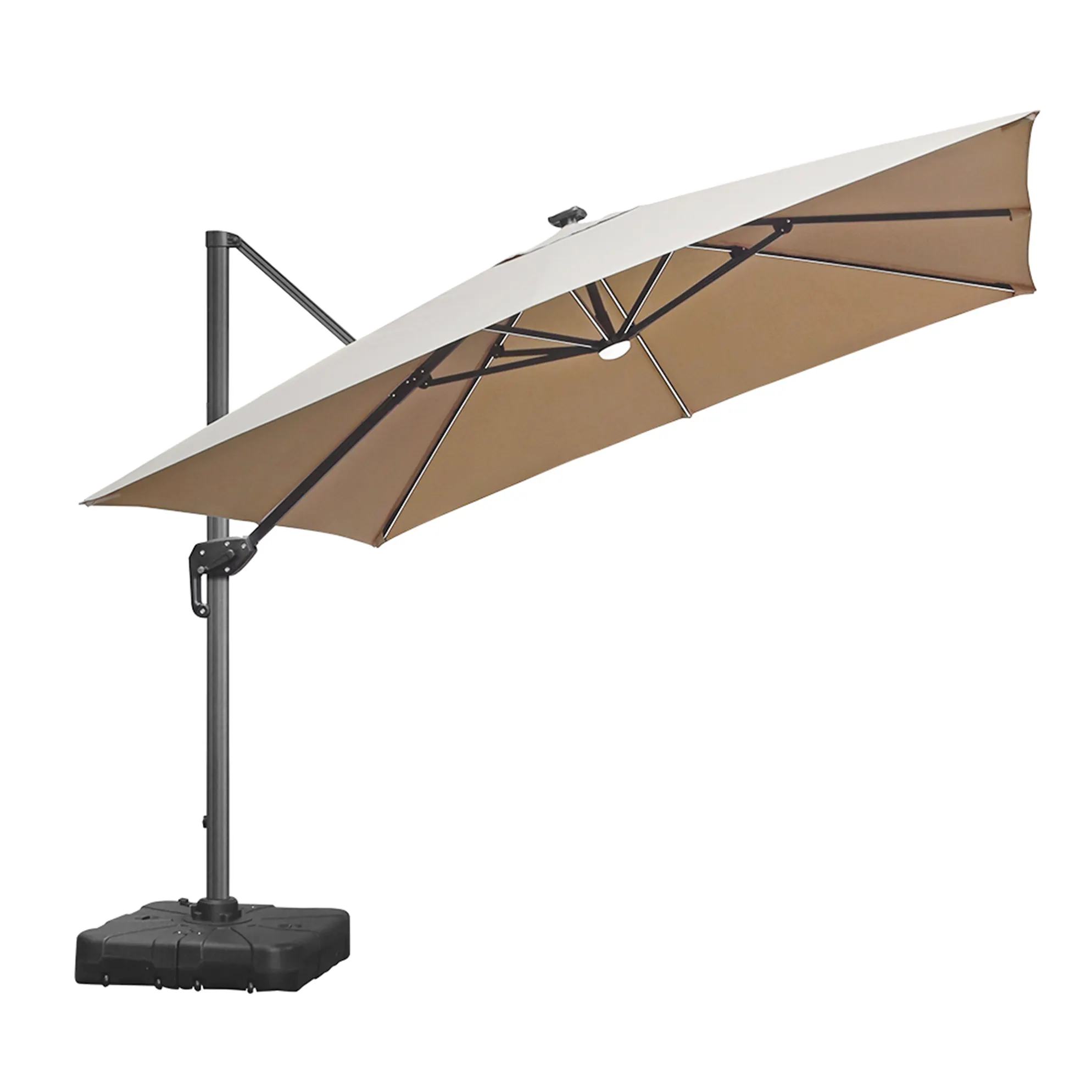 Outdoor Quality Led Light Sun Parasol Umbrellas With Solar Lamp