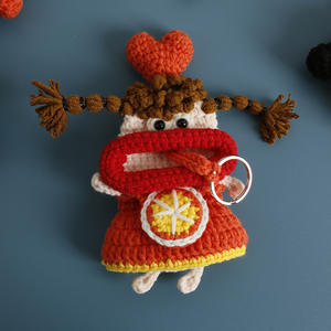 Super mignon dessin animé laine Crochet tirer clé couverture tissé à la main saucisse bouche clé sac grande bouche petit coton sac - Product Image 6