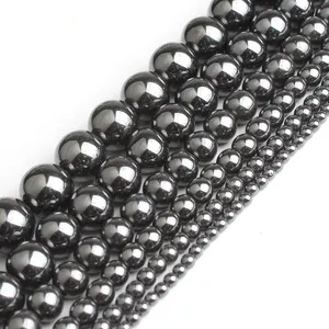 8mm Grade A Round Loose Beads 15.5 inch Full Strand-Wholesale Price-Beads In Bulk Titanium Noir Black Hematite Gemstone 6mm