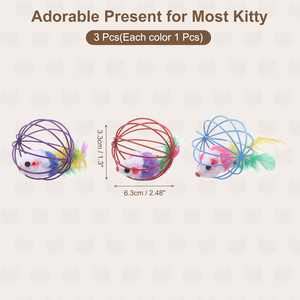 Jouets colorés pour chats : Cages en fil métallique avec plumes, en PP durable, pour l'auto-entretenement des chats et le jeu interactif - Product Image 6