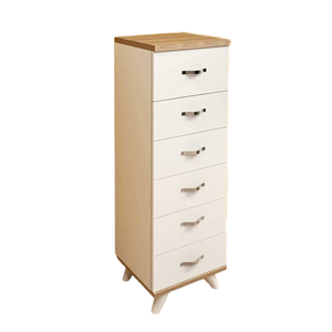 Commode moderne Belinda à 6 tiroirs, éco-responsable, blanche, de style européen, avec tiroirs de rangement pour chambre à coucher, en MDF et métal - Product Image 1