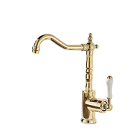 Robinet de lavabo moderne à montage sur comptoir, finition or brossé, rotation à 360°, avec extension, en laiton, garantie 5 ans, pour salle de bain