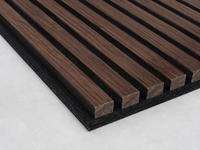 Panneau acoustique en lattes WPC noir mat à rainures verticales, absorption acoustique, hôtel, restaurant, WYRAX