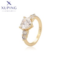 X001128482 Bijoux Xuping pour femmes, plaqué or 14 carats, bague de fiançailles et de mariage tendance avec grand cœur unique pour elle