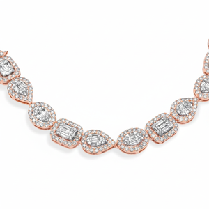 Collier de Tennis avec vrai diamant rond et Baguette, glamour et classe, plaqué or Rose, bijoux pour femmes - Product Image 2