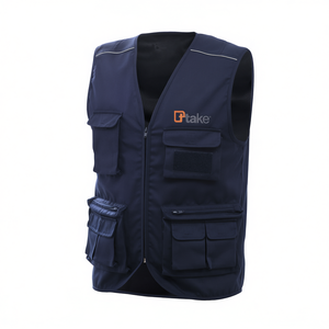 Ttake Summer Multi Pocket <b>Vest</b> Workwear Blue XL <b>Utility</b> <b>Vest</b> - Product Image 2