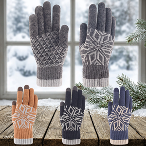 Acrylic Jacquard Winter <b>Gloves</b> Elbow-Length Full Finger <b>Touchscreen</b> Warm Knit Outdoor Cycling Running Photography Mittens Cold - Product Image 4