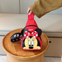 Sac de poitrine pour enfants, adorable et mignon, dessin animé Mickey Minnie, cadeaux pour enfants, portable, antivol, rangement, bandoulière, tissu, tout
