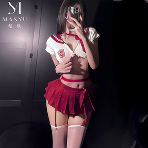 ชุดชั้นในวาบหวิวสไตล์นักเรียนญี่ปุ่น Manyu ชุดเซเลอร์สูทสีขาวแดง รุ่น 9640 - Product Image 1
