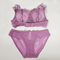 Factory OEM Set Celana Dalam dan Bra Lingerie Seksi Push Up Transparan Berenda Ukuran Besar Ungu