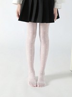 Collants de danse blancs hautement élastiques, respirants, en maille, vente en gros, collants transparents tricotés pour enfants, longueur intégrale, fins, motif cœur de dessin animé