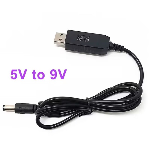 5.5*2.1mm WiFi to Power Bank Cable Connector DC 5V to 12V 9V USB Power Boost Line Converter Adapter,DC 5V Charging Cable