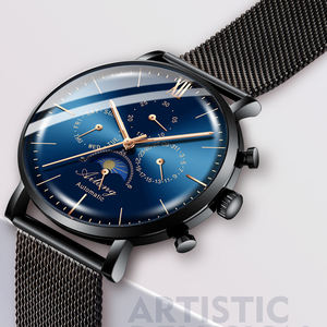 Fabricantes de relojes Shenzhen, reloj mecánico automático de moda personalizado para hombres con fase lunar luminosa multifunción resistente al agua - Product Image 5