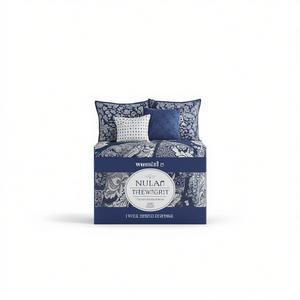 Nulan Tfewgrt <b>Quilt</b> Set 6 Piece Cotton Indigo Printed <b>King</b> Cal <b>King</b> <b>Size</b> Bedding for Wedding Hotel Use - Product Image 1