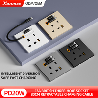 Prise murale USB PD 20W à charge rapide, équilibrage intelligent de la charge, matériau PC ignifuge, prise standard britannique