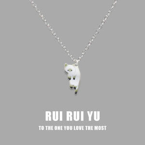 Señoras niñas Acero inoxidable Figaro cadena oro rodio plateado lindo gato diseño titanio acero aleación Material moda perla - Product Image 2