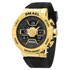 Smael 8067 Brand Men Watches Waterproof Sport Man White Silver LED Digital Quartz Analog Electronic Stop Watch