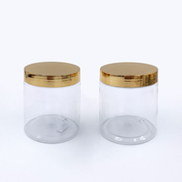 Pot cosmétique en plastique PET transparent personnalisé avec logo, couvercle en aluminium doré, large ouverture pour l'emballage de crèmes, vente en gros