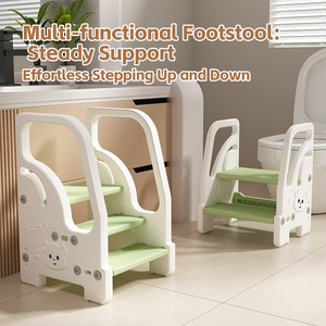 Taburete de aumento de altura de baño para niños con reposabrazos Lavabo de bebé Reposapiés Ottomon Muebles para niños - Product Image 2