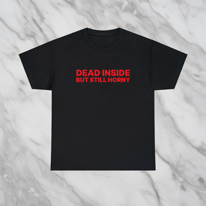 Camiseta Dead Inside But Still Horny, color negro, unisex, talla grande para adultos, camiseta ironica divertida - Product Image 2
