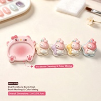 Porte-stylo, palette, gobelet de lavage et support de rangement multifonction pour têtes de polissoir en résine, motif chat de dessin animé, pour nail art 3D, mignon