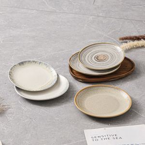 Restaurant Tableware Round <b>Ceramic</b> Steak Sushi Charger <b>Plates</b> Japanese Style Porcelain Shallow <b>Plate</b> Snack Dessert Serving <b>Plate</b> - Product Image 4