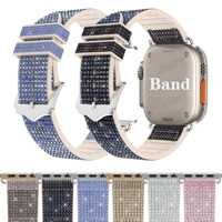 Bracelet de montre intelligent en cuir/caoutchouc brillant, nouvelle collection 2025, vente en gros d'usine, luxe, pour montre série 7 6 5