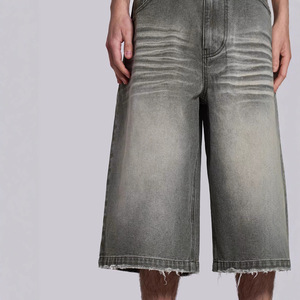 <span class=keywords><strong>Jean</strong></span> droit ample rétro européen et américain pour homme, taille mi-haute, jacquard nylon/coton, style urbain, printemps, Instagram Short - Product Image 4