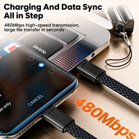 Câble de charge rapide USB-C mâle-mâle court de 15 cm 60 W, style porte-clés portable