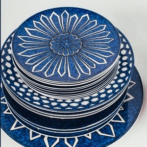 58 Pcs Dinnerware <b>Set</b> Kitchen Utensils Flatware <b>Sets</b> Porcelain Dinnerware <b>Set</b> Wholesale Western Ceramic Minimalist Blue <b>Cup</b> Kit - Product Image 6