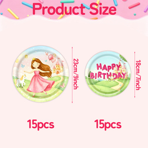 Platos de Papel Desechables con Diseño de Princesa para Cumpleaños - <span class=keywords><strong>Vajilla</strong></span> Desechable de 7/9 Pulgadas con Unicornio para Niñas - Product Image 3