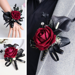 Ensemble de corsages de poignet en lys calla bordeaux, fleurs artificielles en soie, écologiques, résistantes aux UV, pour l'intérieur et l'extérieur, pour mariage, demoiselle d'honneur - Product Image 3