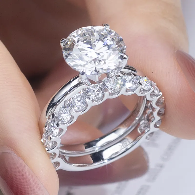 Vài Nhẫn Hợp Thời Trang Đồ Trang Sức Cưới 2.43ct Phòng Thí Nghiệm Grown Kim Cương Bất 18K Vàng Trắng Vài Nhẫn Cho Phụ Nữ