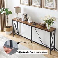 Table de console avec 2 prises et 2 ports USB, table d'entrée extra longue, table de canapé étroite pour salon