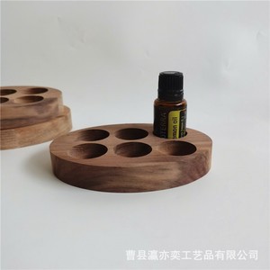 Boîte de rangement pour huiles essentielles en bois, 6 compartiments, ronde, couleur noyer, organisateur pour bureau - Product Image 4
