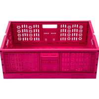 Conteneurs de stockage pliants en maille Corbeille de fruits empilable Boîte de rangement en plastique de chiffre d'affaires Caisses en plastique d'affichage