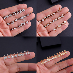 10 Piezas de Piercings Labret sin Rosca, Piercings de Acero Inoxidable con Circonita Cúbica, Anillos de Labio, Piercings de Nariz con Parte Trasera Plana, Joyería para Piercing de Tragus y Hélix - Product Image 5